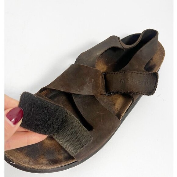 Mephisto Nadek Sandals Men’s EU 45 US 11 Brown Leather Nubuck Cross Slide Shoes main image 5